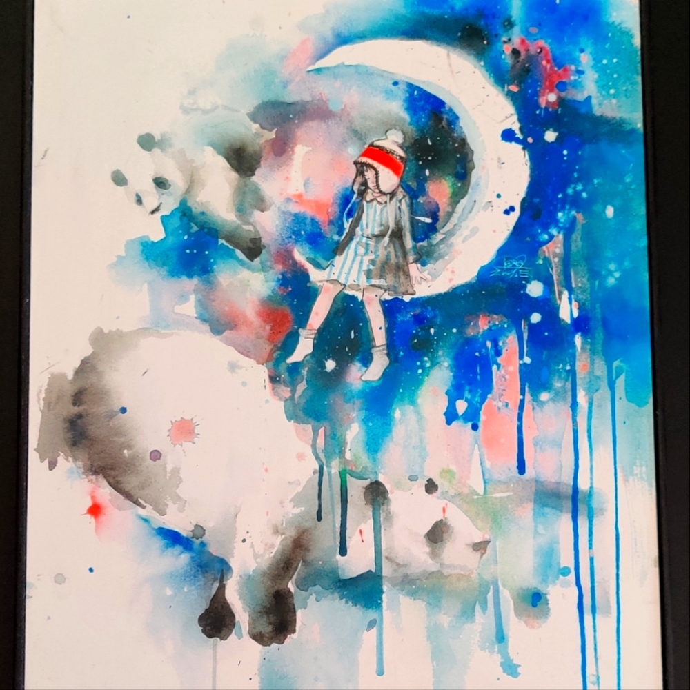 Lora Zombie "Panda Dreams" Wood Block Art